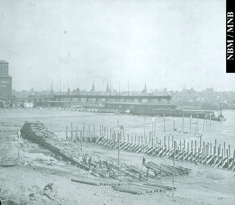 Construction of the Beacon Bar Wharf, Saint John, New Brunswick
