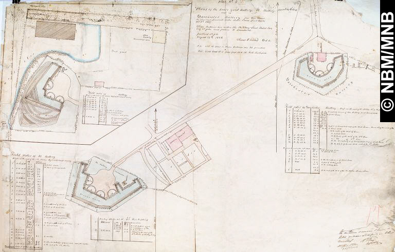 Plans of the Grave Yard Battery, Mortar Battery and of Dorchester Battery