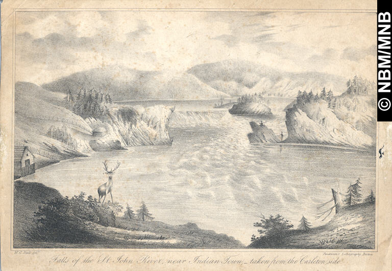 Chutes du fleuve Saint-Jean, prs dIndian Town, vues depuis Carleton