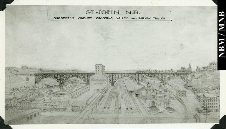 Projet de viaduc traversant la valle et les voies ferres, Saint John, Nouveau-Brunswick