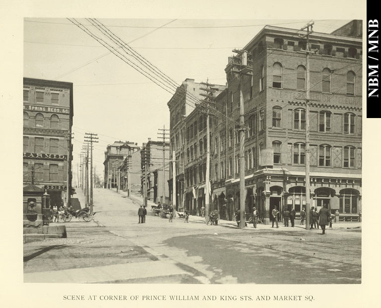 Scene at Corner of Prince William Street, King Street and Market Square, Saint John, New Brunswick