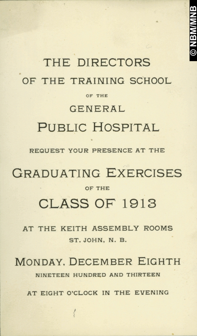 Graduating Exercises, Class of 1913, General Public Hospital, Saint John, New Brunswick