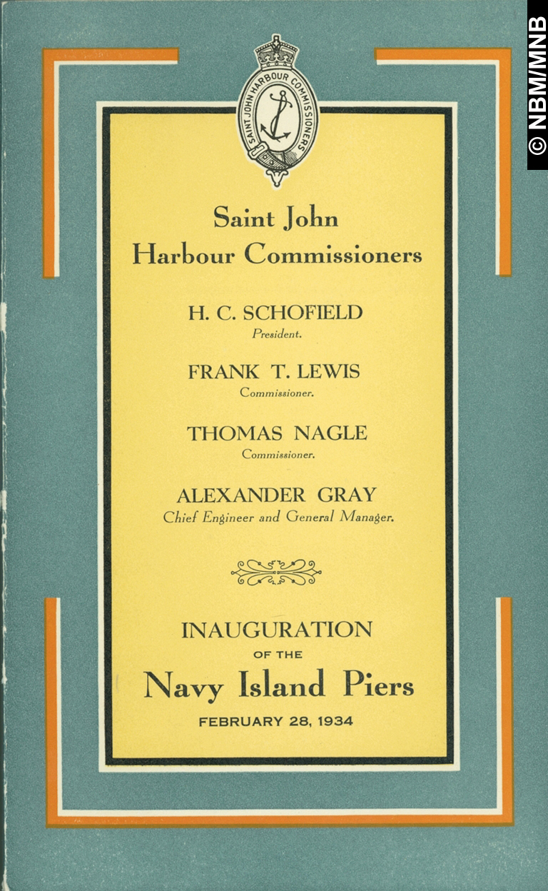 Inauguration par les commissaires du port de Saint John des jetes de lle Navy, Saint John, Nouveau-Brunswick