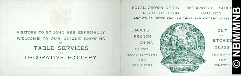 China and Pottery, W. H. Hayward Company Limited, Princess Street, Saint John, New Brunswick