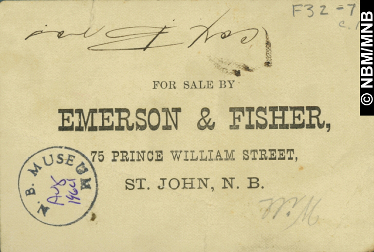 Emerson & Fisher, articles en fer et agate, 74, rue Prince William, Saint John, Nouveau-Brunswick