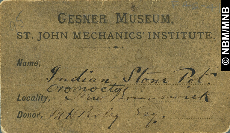 Carte de donateur, muse Gesner, St. John Mechanics