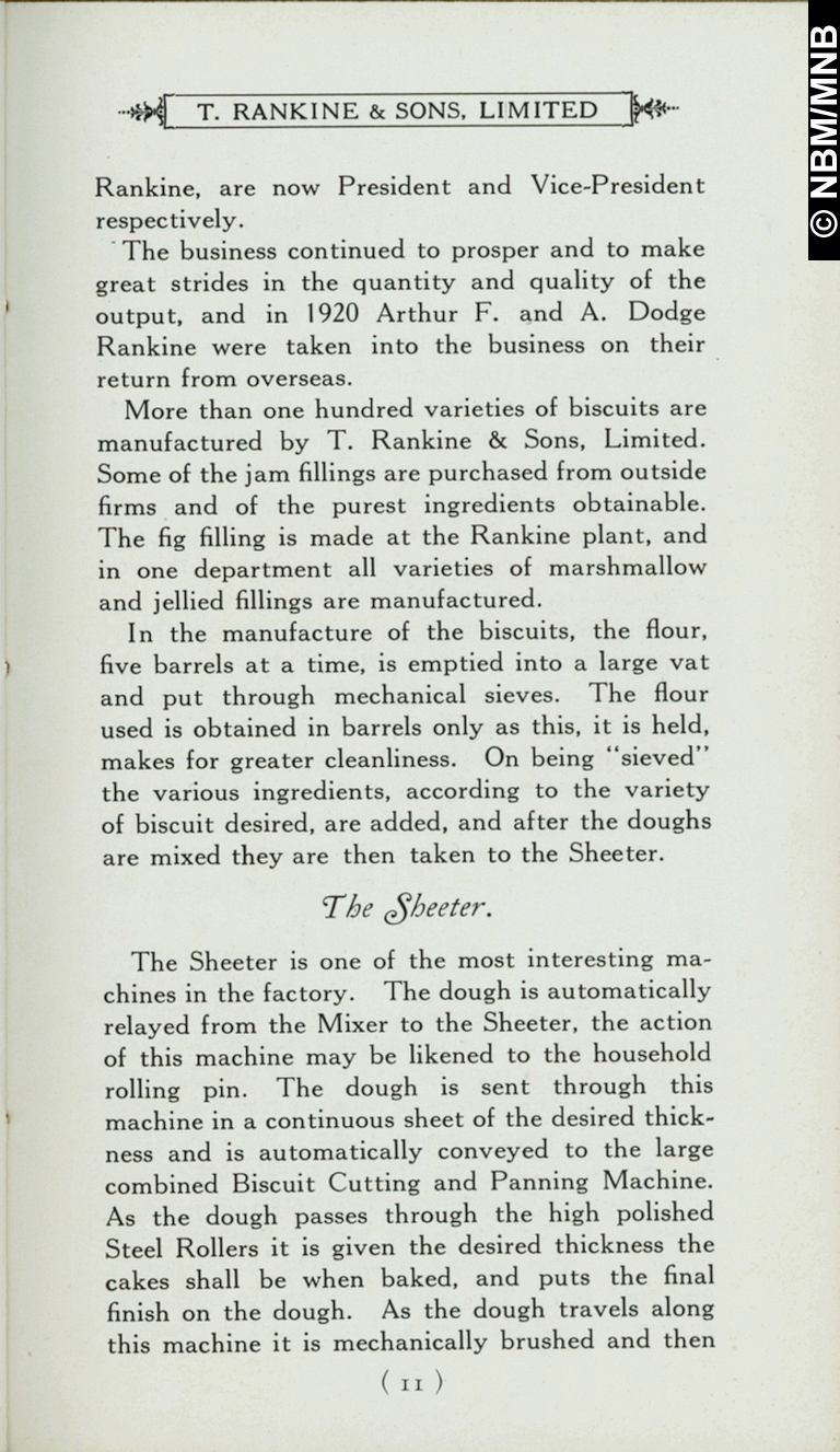 Histoire et procd de fabrication des biscuits, T. Rankine & Sons Limited, fabricants de biscuits, Saint John, Nouveau-Brunswick