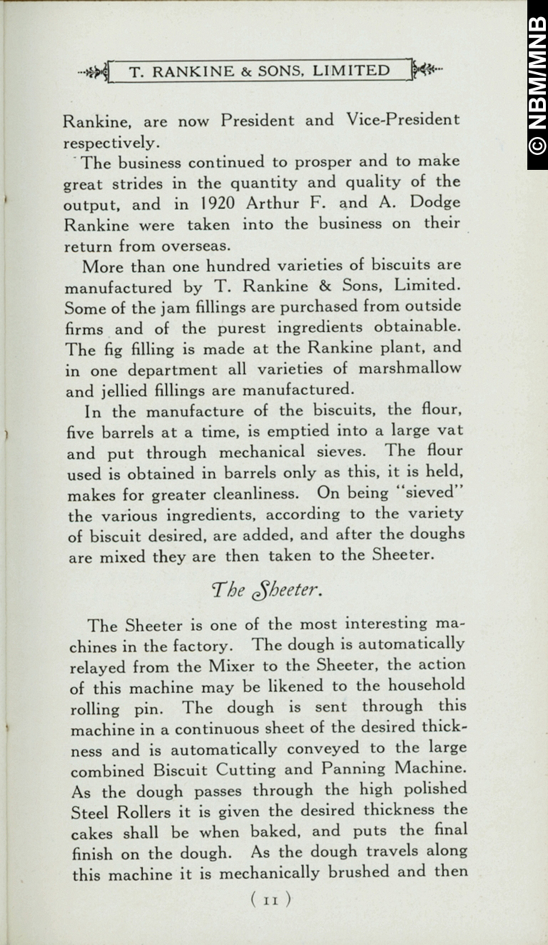 Histoire et procd de fabrication des biscuits, T. Rankine & Sons Limited, fabricants de biscuits, Saint John, Nouveau-Brunswick