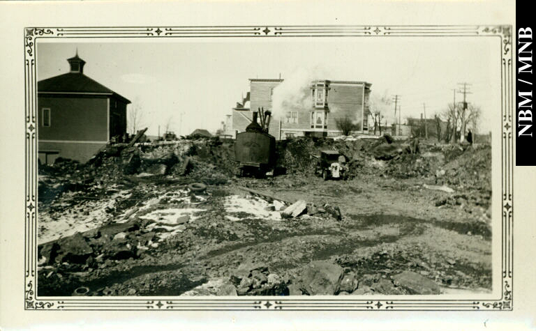 Chantier de terrassement, construction du Muse du Nouveau-Brunswick, avenue Douglas, Saint John, Nouveau-Brunswick