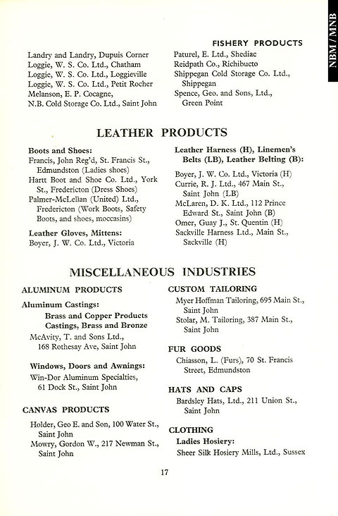 Handbook of Industries, Province of New Brunswick