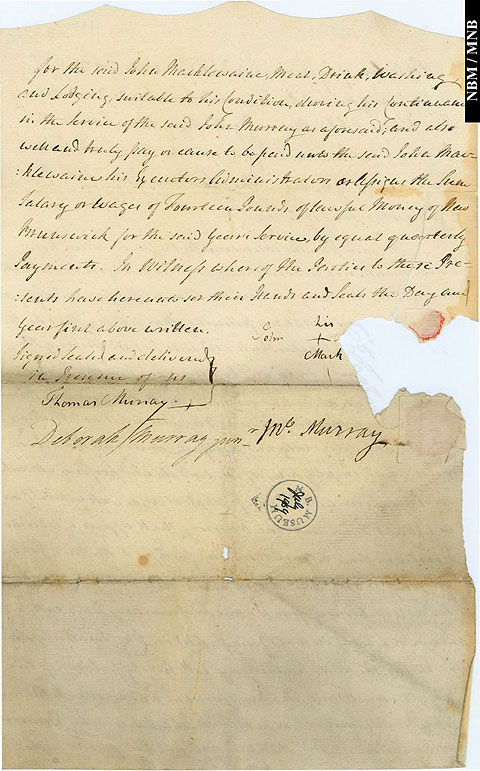 An agreement between John Murray and John Macklewaine, regarding John Mackelwaine working as a servant.