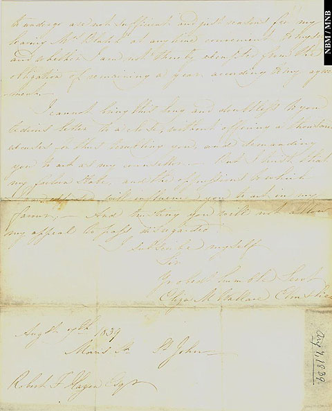 A letter from Eliza M. Wallace Elmslie to Robert F. Hazen regarding the treatment received by Mr. and Mrs. George Blatch, while employed at their school