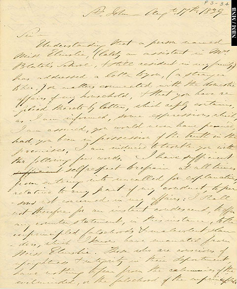 A letter from George Blatch to Robert F. Hazen regarding the complaint of Eliza M. Wallace Elmslie against him.