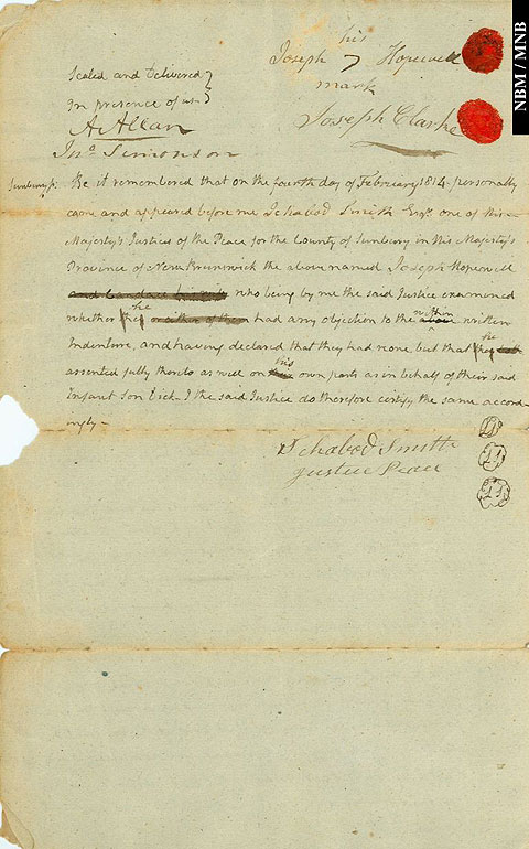 Agreement, Dick Hopewell, a black man, apprenticed as farmer and servant to Joseph Clarke, Maugerville, New Brunswick