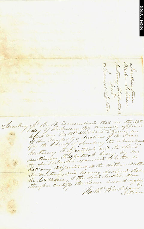 Agreement, Anthony Fitzpatrick apprenticed as cordwainer to Samuel Colter, Sheffield Parish, Sunbury County, New Brunswick