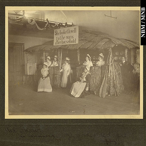 Mrs. Shaw & Friends at a Display showing domestic apparel and items