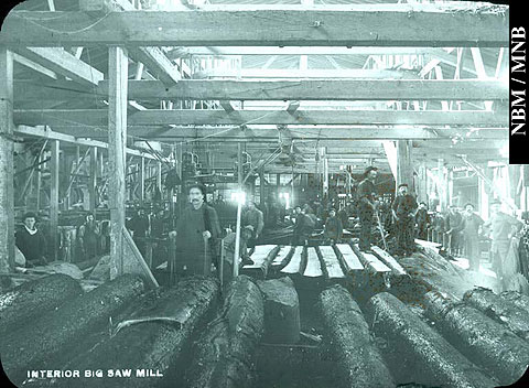Inside the Saw Mill, Lumbering, New Brunswick