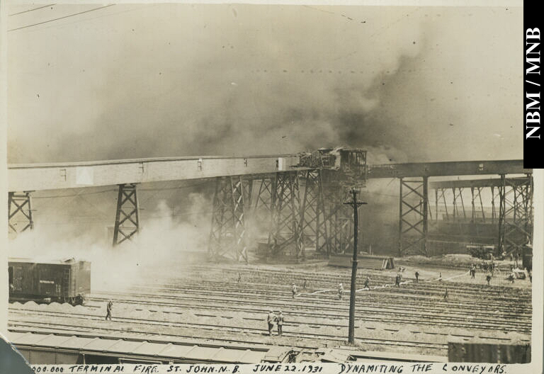 West Side Docks Fire, Dynamiting the Conveyors at Terminal,  Saint John, New Brunswick