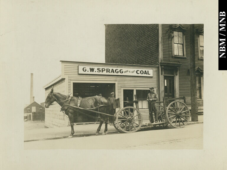 G.W. Spragg, Coal Dealer, Showing Horse-Drawn Sloven, 162 Prince Edward Street, Saint John, New Brunswick