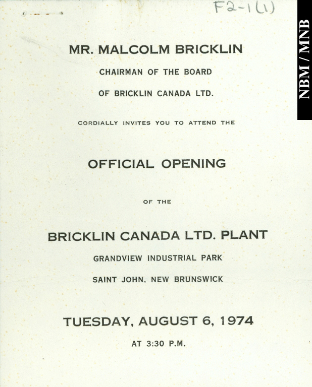 Official Opening, Bricklin Canada Ltd. Plant, Grandview Industrial Park, Saint John, New Brunswick