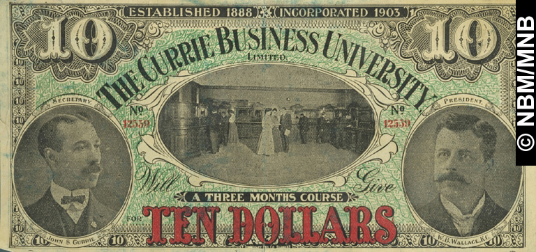 Ten Dollars Coupon, A Three Month Course, The Currie Business University, Saint John, New Brunswick