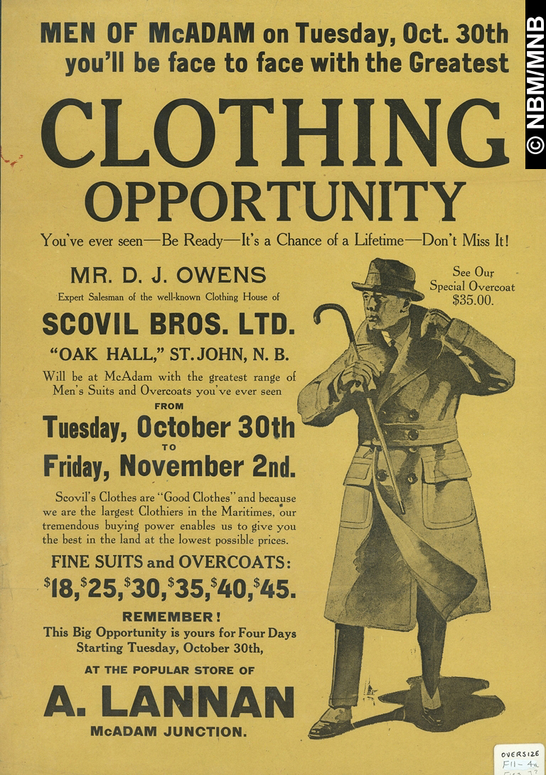 Men of McAdam Clothing Opportunity, Scovil Brothers Limited, Saint John, New Brunswick