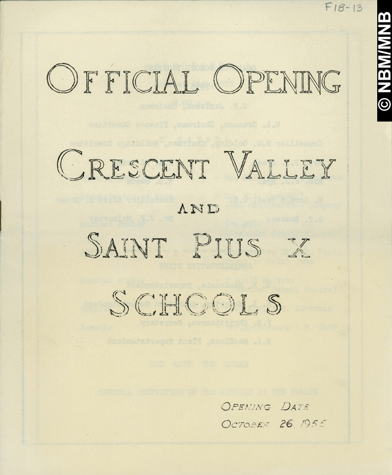 Official Opening, Crescent Valley and Saint Pius X Schools, Saint John, New Brunswick
