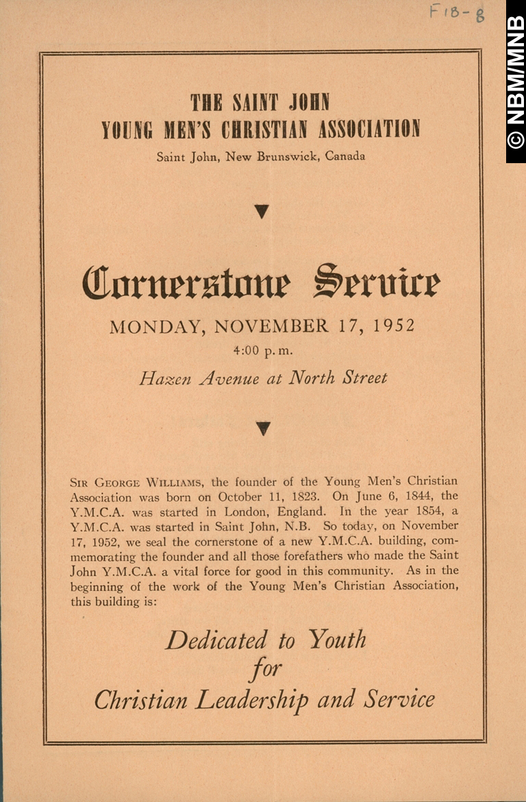 Cornerstone Service, Hazen Avenue, Saint John Young Men