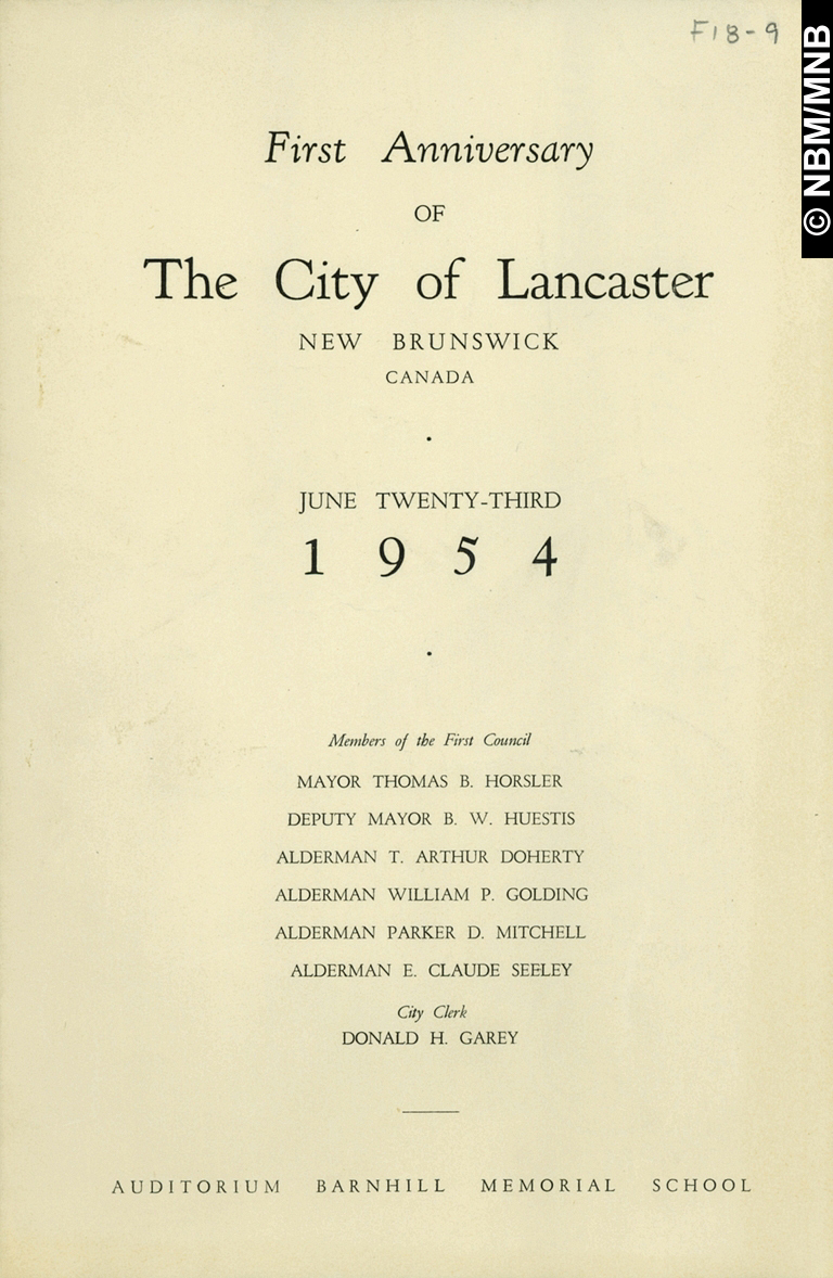 First Anniversary of the City of Lancaster, New Brunswick