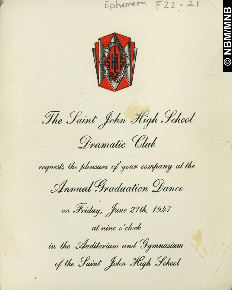 Annual Graduation Dance, Dramatic Club, Saint John High School, Saint John, New Brunswick