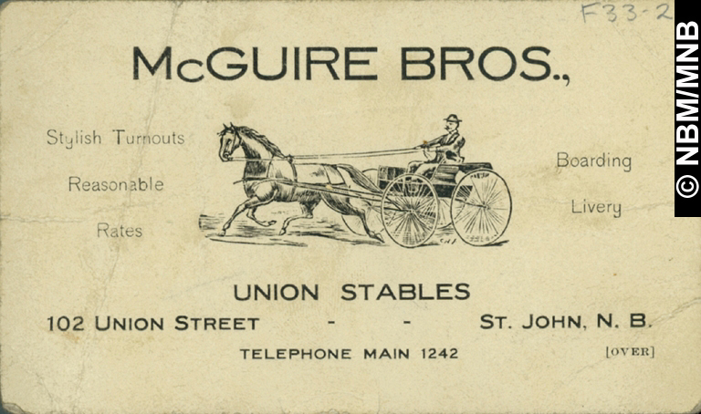 McGuire Bros., Union Stables, 102 Union Street, Saint John, New Brunswick