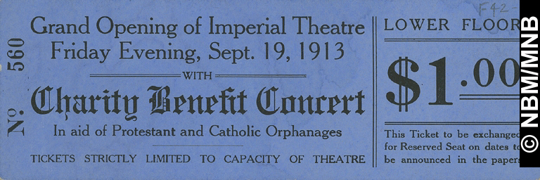 Charity Benefit Concert, Grand Opening, Imperial Theatre, Saint John, New Brunswick