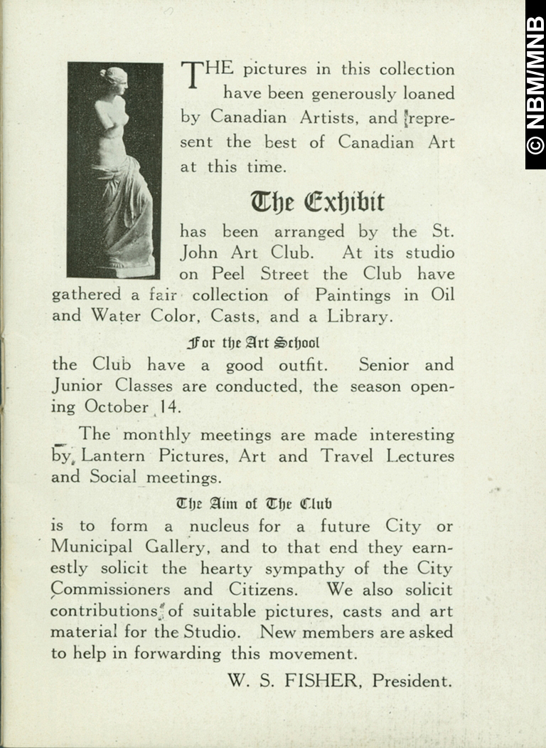 Catalogue of St. John Art Club Loan Exhibition, Paintings by Canadian Artists, Provincial Exhibition, Saint John, New Brunswick