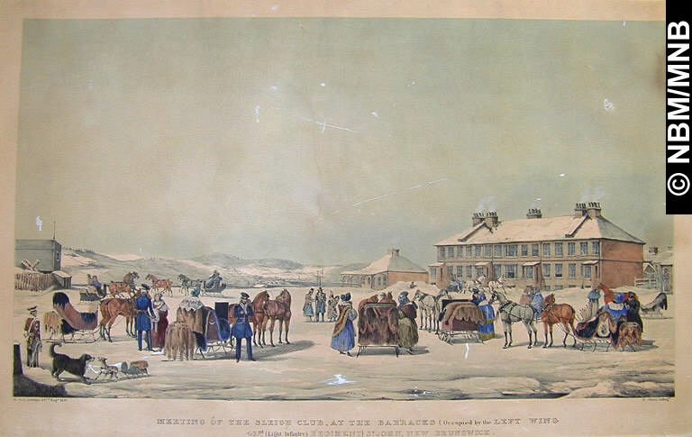 Meeting of the Sleigh Club, at the Barracks (occupied by the Left Wing, 43rd (Light Infantry) Regiment) St. John, New Brunswick